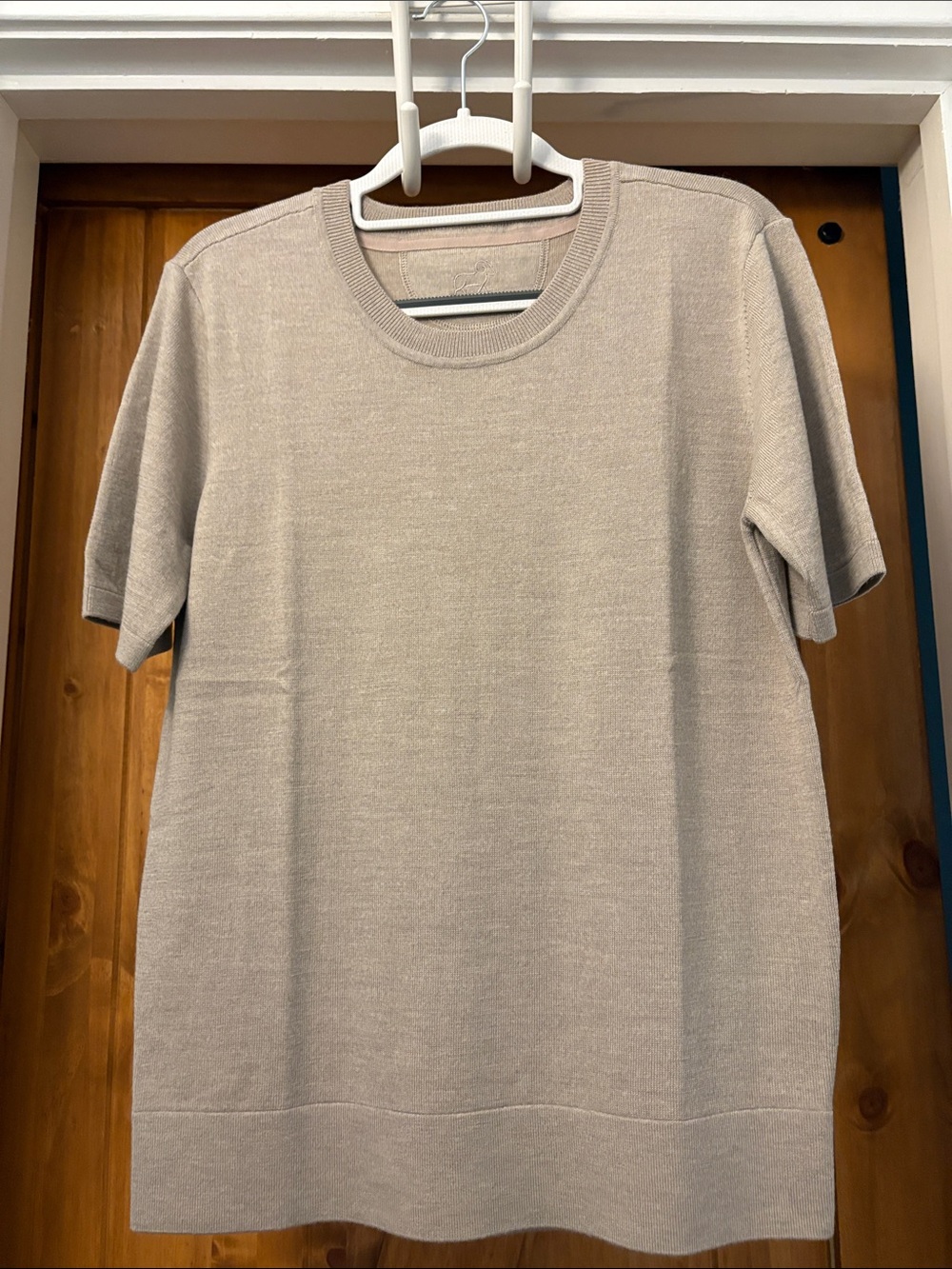 WoolX Woman’s Anna Short Sleeve Merino Wool Sweater Heathered Gray. Size Medium